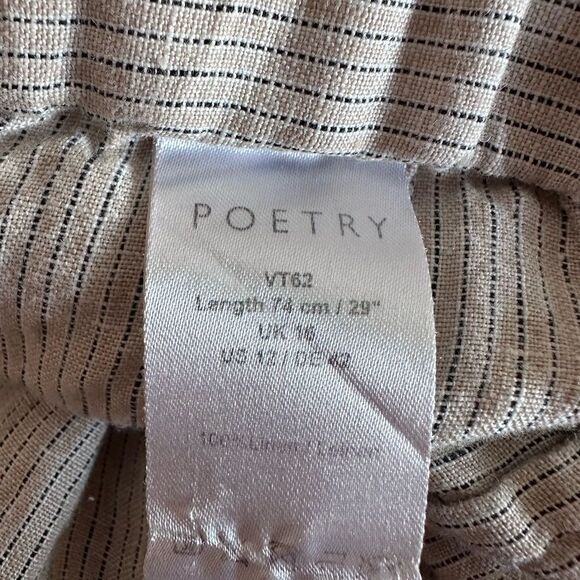 Poetry Drawstring linen pants light tan with pinstripe pattern -Size 12 - Picture 3 of 8